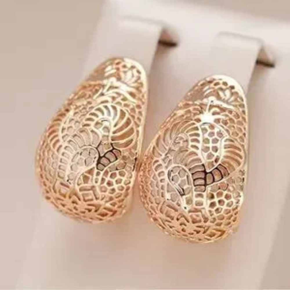 585 Rose Gold Color Glossy Earrings